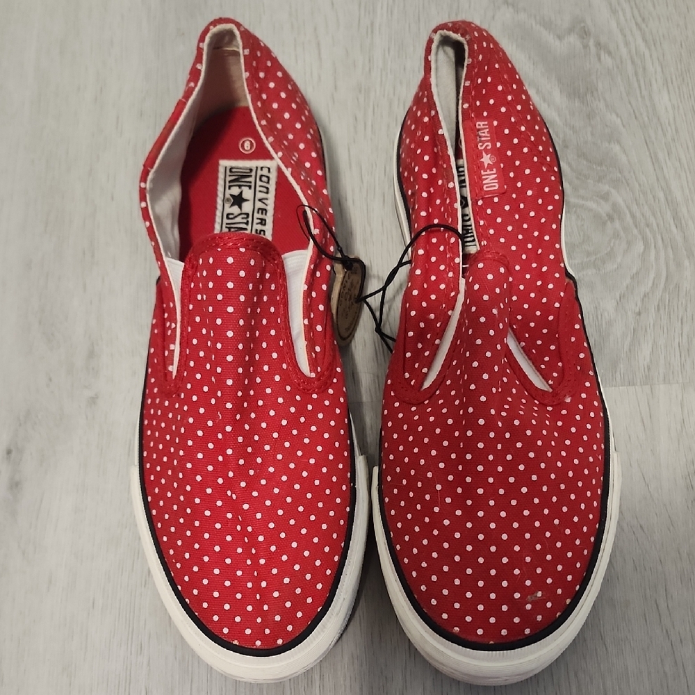 Converse Kids Red and White Polka Dot Sneakers